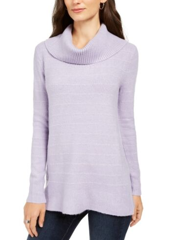 Style & Co Women's Lurex Cowl-Neck Sweater Purple