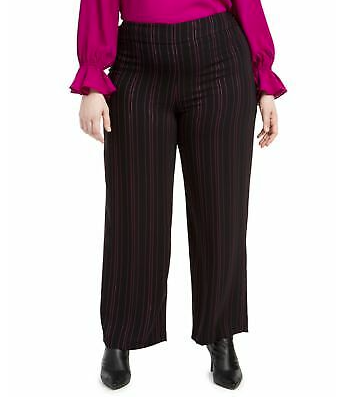 Bar III Wide Leg Pants Woman vertical lines Black Size 14