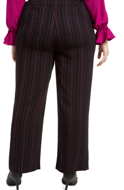 Bar III Wide Leg Pants Woman vertical lines Black Size 14