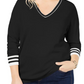Tommy Hilfiger Womens Black Long Sleeve V Neck Sweater Black Size 2X