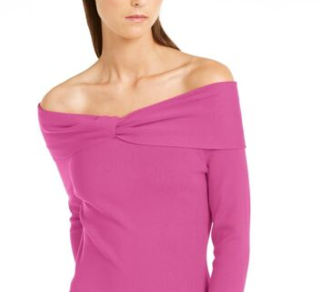 INC International Concepts Twist Off-The-Shoulder Sweater Pink Size X-Large