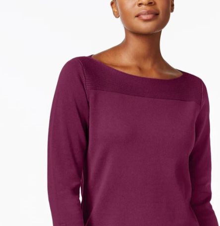 Karen Scott Women's Cotton Boat-Neck Top Purple Size Small