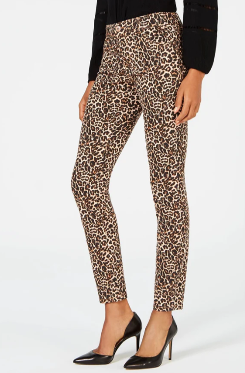 INC International Concepts Women's Incessential Leopard Skinny Jeans Brown Size 10