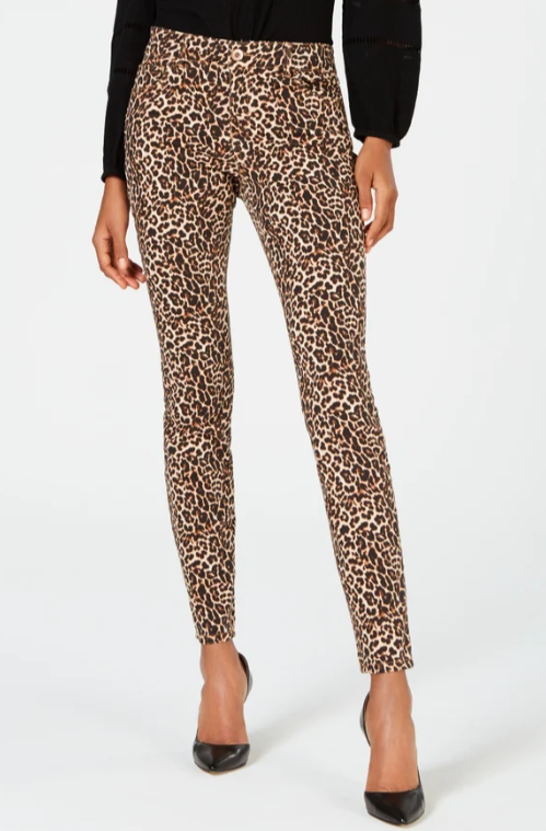 INC International Concepts Women's Incessential Leopard Skinny Jeans Brown Size 10