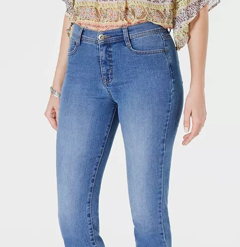 Style & Co Women's Cropped Tummy Control Skinny Jeans Blue 4 Petite