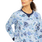 Karen Scott - Round Neck Sweater Without Closure And With Blue Flowers, Color Blue, Size XL