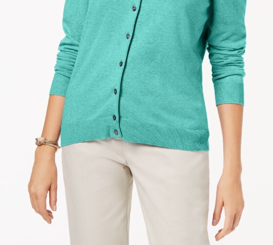 Karen Scott Women's Crew Neck Cardigan Green Size XX-Large
