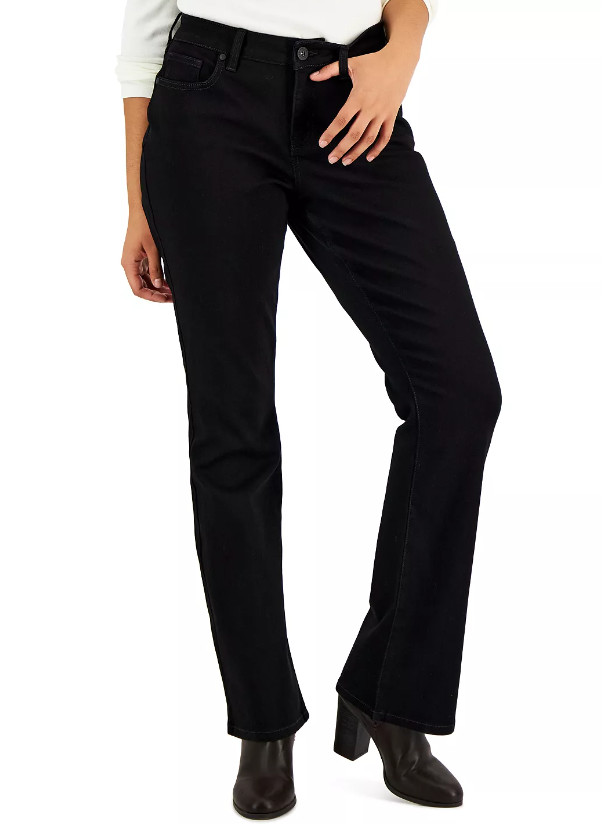 Style & Co Women's Curvy Boot-Cut Jeans Black Size 6