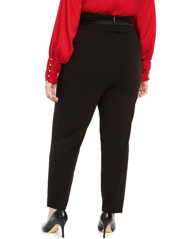 Calvin Klein Women's Plus High Waist Tuxedo Pants Black Size 16W