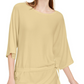 Alfani Women's Yellow Solid 3/4 Sleeve Crew Neck Peplum Party Top Yellow Petite Large