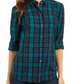 Charter Club Women's Cotton Plaid Shirt Green Size Small