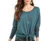 Style & Co Women's  Tie-Front Sweater Med Green Size Petite Large