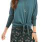 Style & Co Women's  Tie-Front Sweater Med Green Size Petite Large