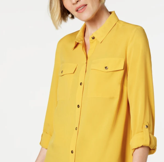 Charter Club Women's Two Pocket Shirt Yellow Size XX-Large