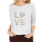 स्टाइल एंड को विमेन सीक्विन लोगो स्वेटर ग्रे साइज़ मीडियम