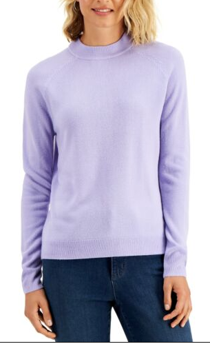 Karen Scott Women's Petite Mock-Neck Sweater Purple Size Petite/Medium