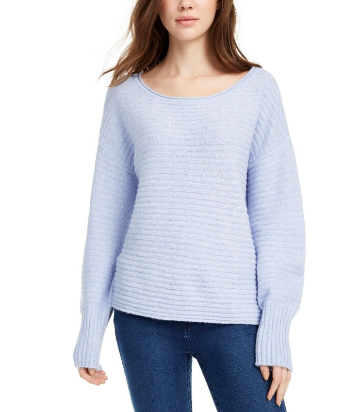Pink Rose Juniors' Ribbed Sweater Blue Size Medium