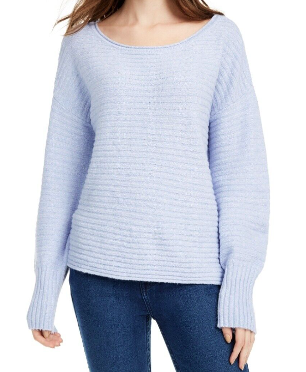 Pink Rose Juniors' Ribbed Sweater Blue Size Medium