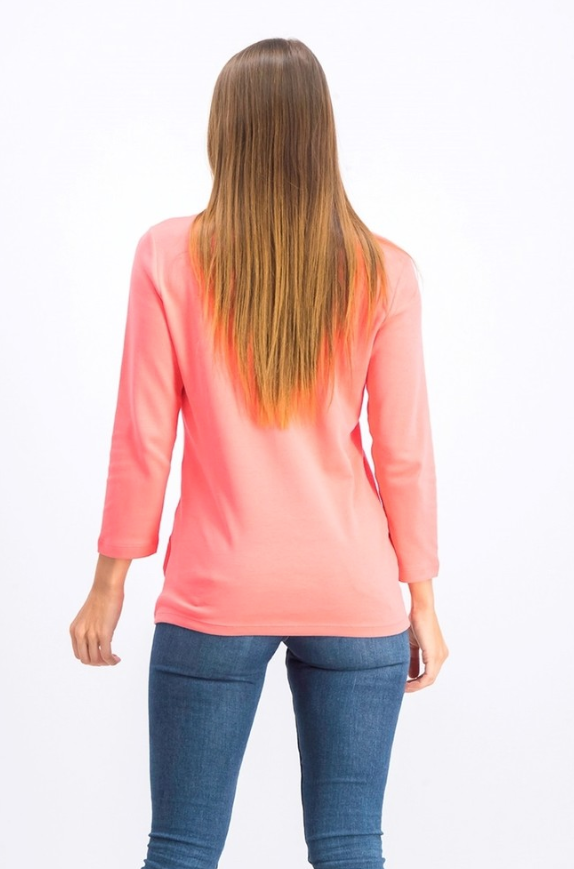 Karen Scott Women's Cotton Henley Top Orange Size Large