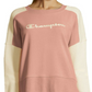 Champion Women's Heritage Cotton Mixed Texture Sweatshirt Pink