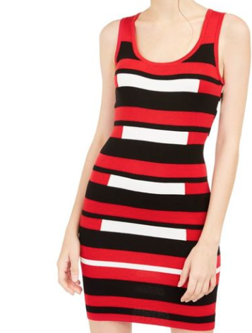 Planet Gold Junior's Striped Body con Sweater Dress Red Size Medium
