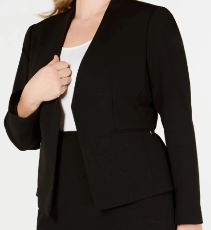 Calvin Klein Women's Softshell Pull Over Jacket, Black,Size Large