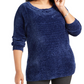 Karen Scott Women's Boat Neck Chenille Sweater Blue Size 1X