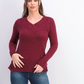 Karen Scott Women's V-Neck Long-Sleeve Sweater Medium Wine Size Small