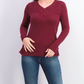Karen Scott Women's V-Neck Long-Sleeve Sweater Medium Wine Size Small