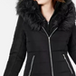 Maralyn & Me Women's Juniors' Hooded Faux-Fur-Trim Puffer Coat Black Size Small