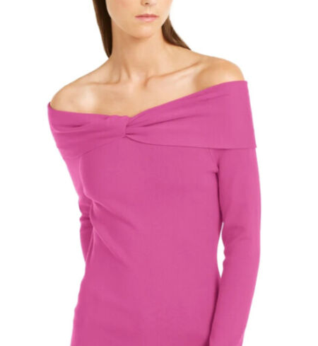 INC International Concepts Women's Twist Off The Shoulder Sweater Pink Size Medium