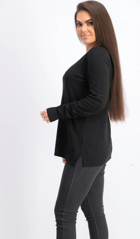 Karen Scott Women's V-Neck Pullover Sweater Black Size Extra Small