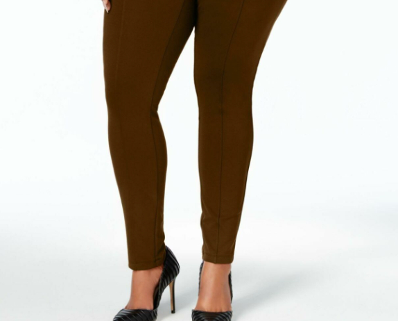 Style & Co Women's Plus Size SeaPonte Leggings Brown Size 14W