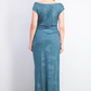 Connected Women's Cowlneck Metallic Slit Gown Green Size 8
