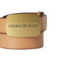 Calvin Klein Jeans Men's Plaque Buckle Leather Belt Tan Brown Size 36