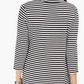 Charter Club Women's Striped 3/4-Sleeve Top Black Size Medium