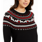 Charter Club Women's Scottie Fair Isle Sweater Black Size Large