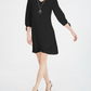 JM Collection Women's Tie-Sleeve Necklace Dress Black Size Small