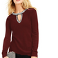 INC International Concepts Women's Embellished Keyhole Sweater Wine Size Small