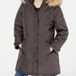 Madden Girl Junior's Hooded Faux Trim Parka Gray Size Medium