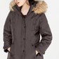 Madden Girl Junior's Hooded Faux Trim Parka Gray Size Medium