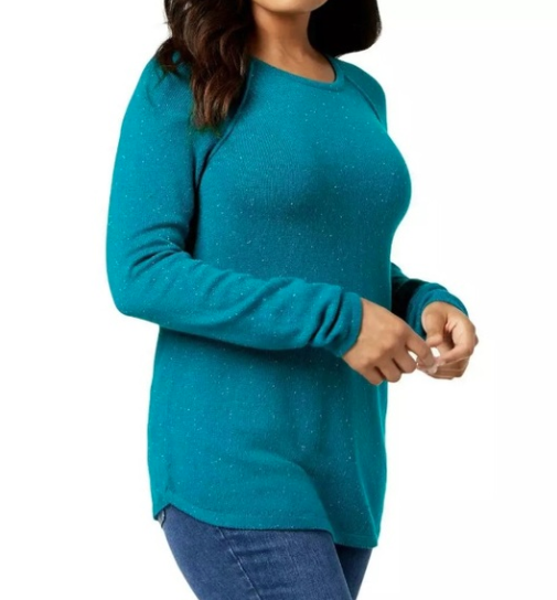 Karen Scott Women's Plus Size Curved Hem Tunic Green Size 1X