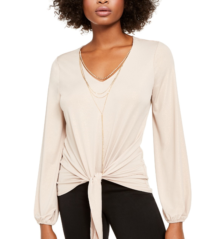 Thalia Sodi Women's Tie-Front Top Beige Size Extra Large