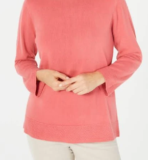 Karen Scott Women's Bateau-Neck Long-Sleeve Sweater Pink Size Large