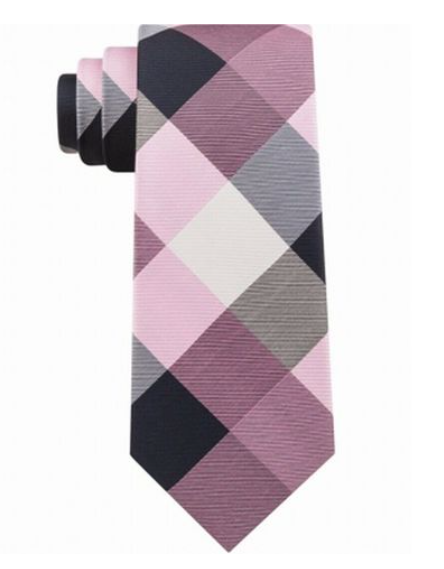 Tommy Hilfiger Men's Bold Plaid Silk Tie Pink Size One Size
