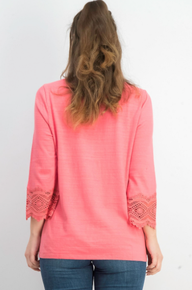 Charter Club Women's Cotton Lace TrimTop Pink Size Medium