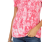Tommy Hilfiger Women's Cotton Lace-Up Tie-Dyed T-Shirt Pink Size X-Large