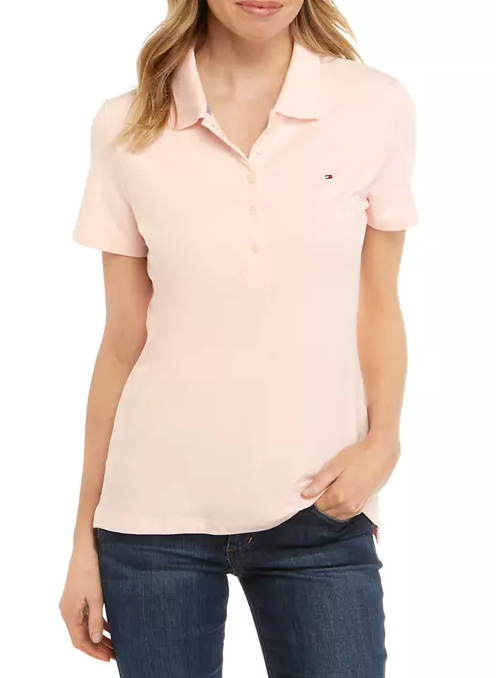 Tommy Hilfiger Women's Core Polo Shirt Pink Size Large