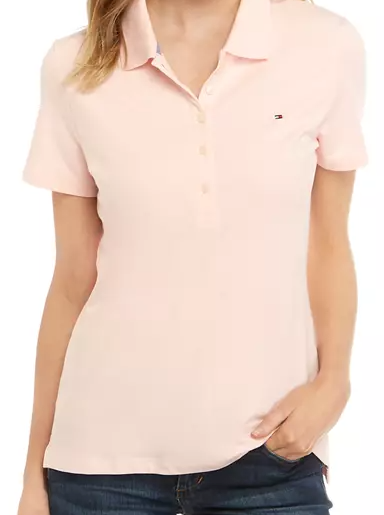 Tommy Hilfiger Women's Core Polo Shirt Pink Size Large