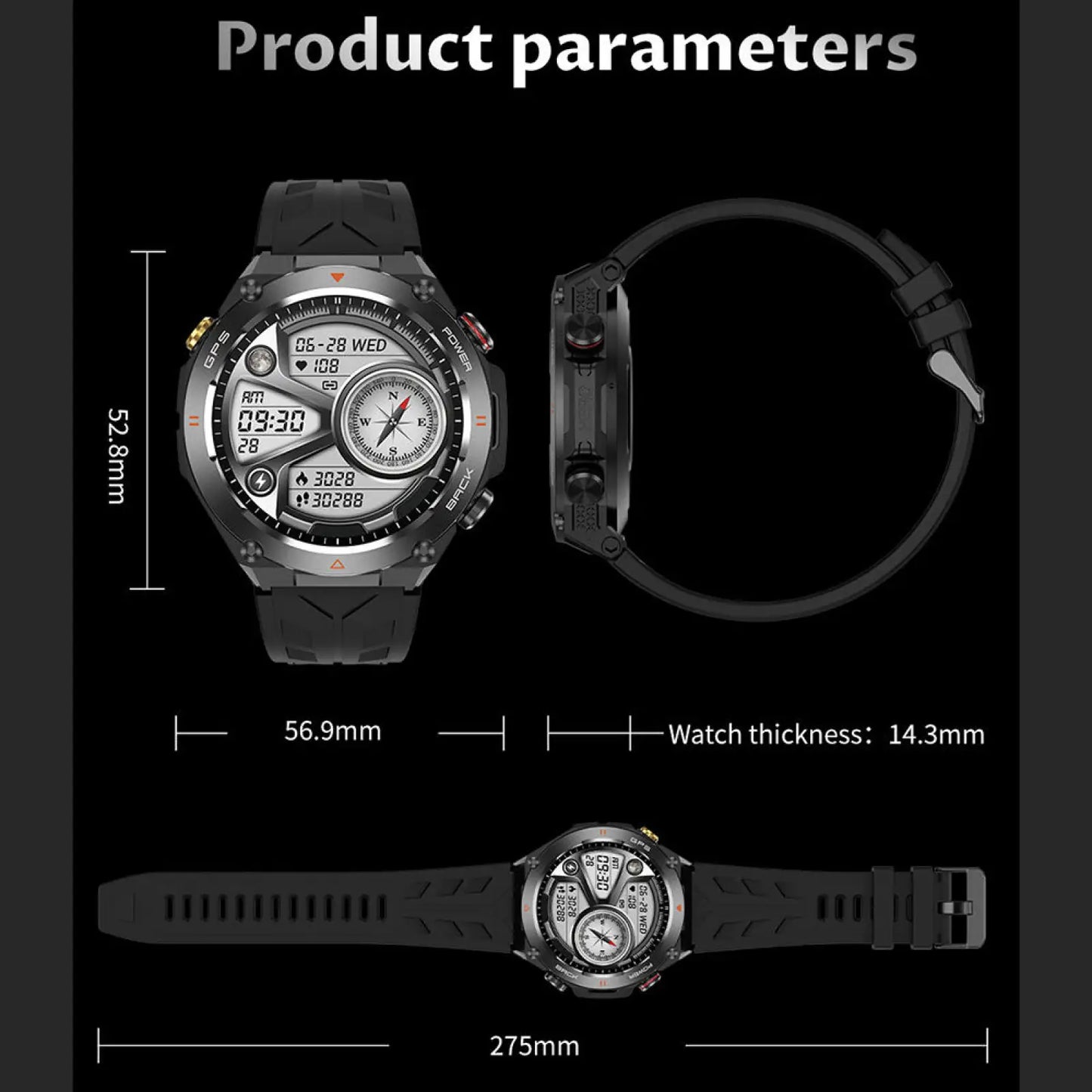 Senbono Rugged Gps Smartwatch with Altimeter and Compass